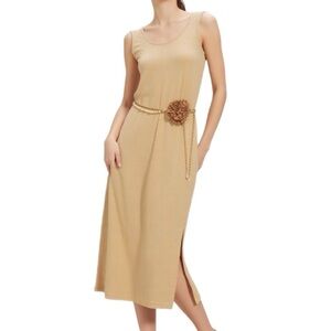 Old Navy Jersey Rib-Knit Midi Dress in Beige Size XS